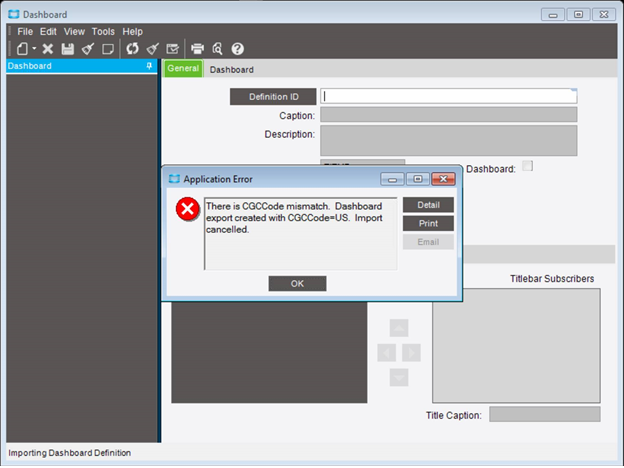 Getting Past the “CGCCode Mismatch” Error When Importing Dashboards in Epicor 10 ERP