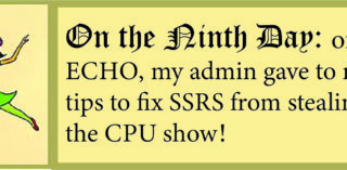 12 Days of ECHO, Ninth Day: My Admin Gave to Me, Fixes so SSRS Won’t Hog Epicor CPU!