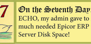 12 Days of ECHO, Seventh Day: My Admin Gave to Me, Tips on Epicor ERP 10 Server Disk Space!