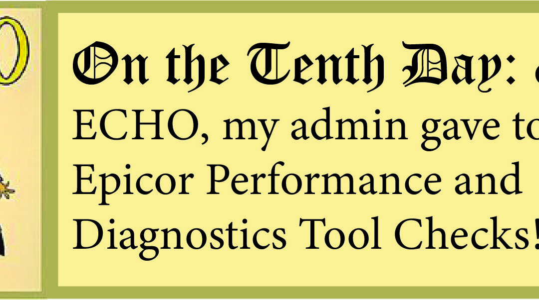 12 Days of ECHO, Tenth Day: My Admin Gave to Me, Epicor Performance and Diagnostic Tool Checks!