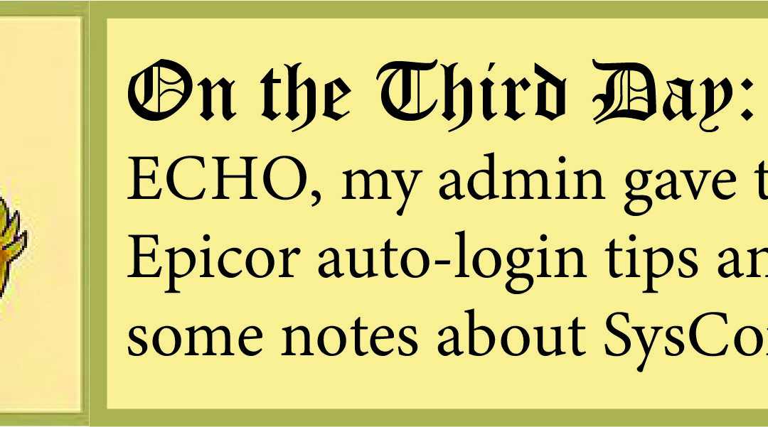 12 Days of ECHO, Third Day: Some Notes on Epicor ERP Auto-Login and SysConfig!