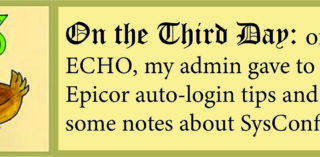 12 Days of ECHO, Third Day: Some Notes on Epicor ERP Auto-Login and SysConfig!