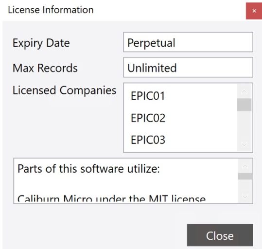 Epicor DMT License Information