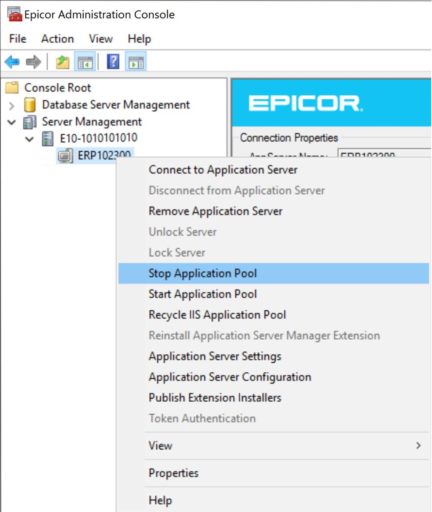 Epicor System Monitor Admin Console to Stop a Hung Task
