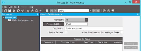 Epicor Process Set Maintenance Epicor Process Set Maintenance Screen