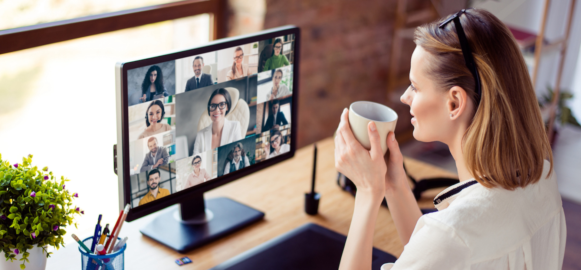 Female Attending a Virtual Epicor Prophet 21 Event