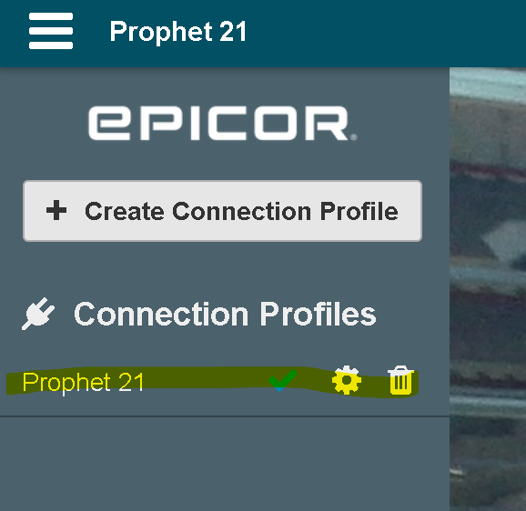Epicor Prophet 21 Create Connection