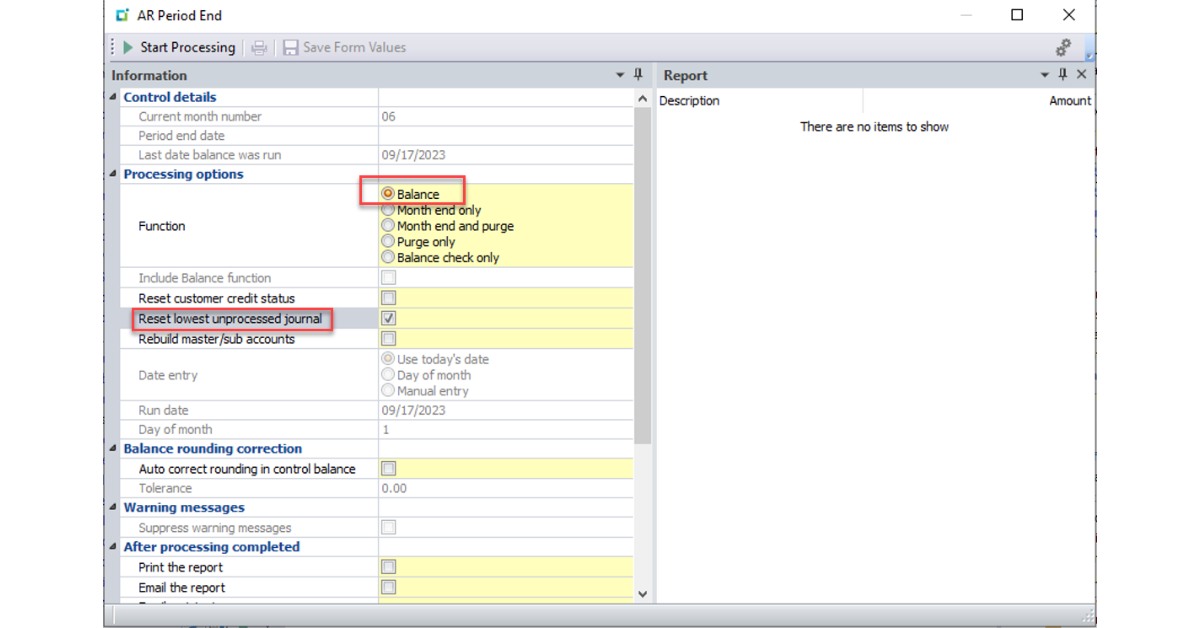SYSPRO Data Integrity Balance Functions AR Period End SYSPRO Data Integrity Balance Functions AR Period Example