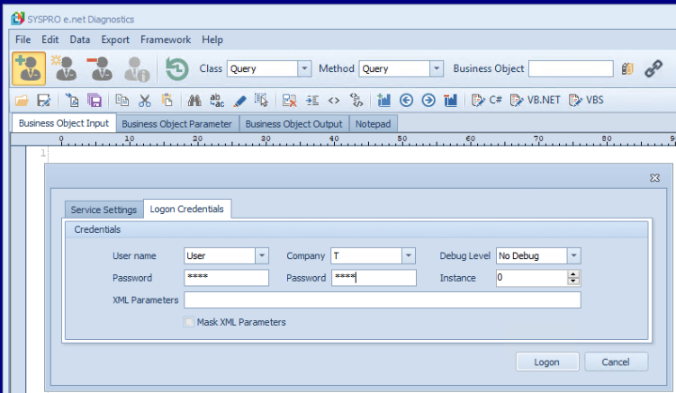 SYSPRO Logon Credentials